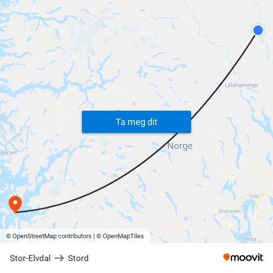 Stor-Elvdal to Stord map