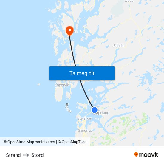 Strand to Stord map