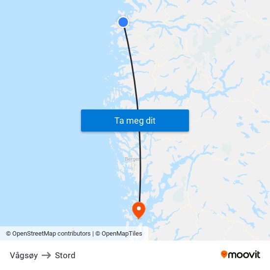 Vågsøy to Stord map