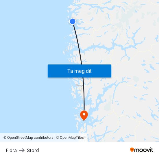 Flora to Stord map