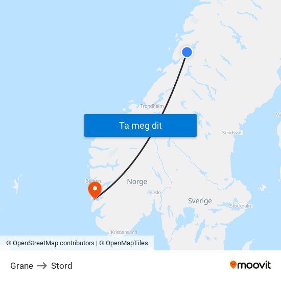 Grane to Stord map