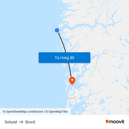 Solund to Stord map