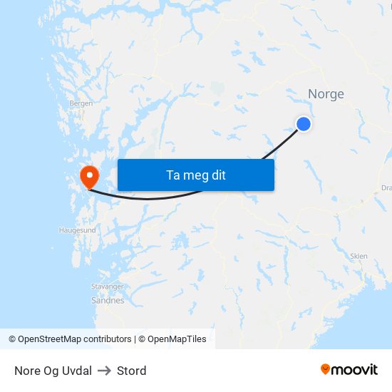 Nore Og Uvdal to Stord map