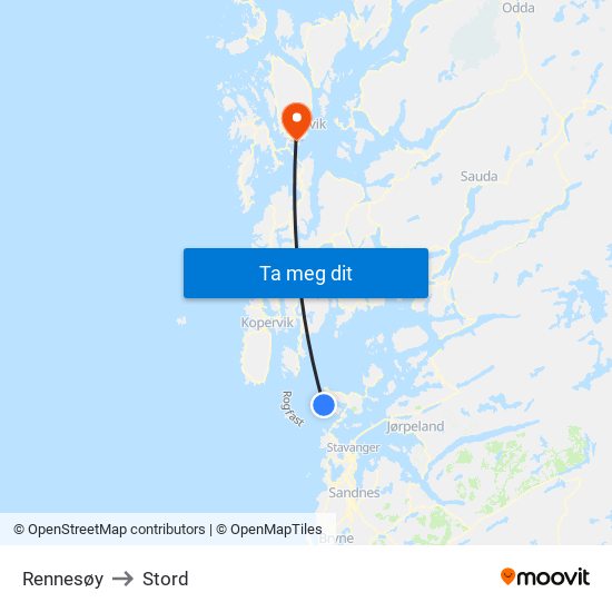 Rennesøy to Stord map