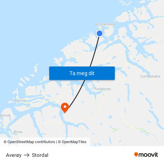 Averøy to Stordal map