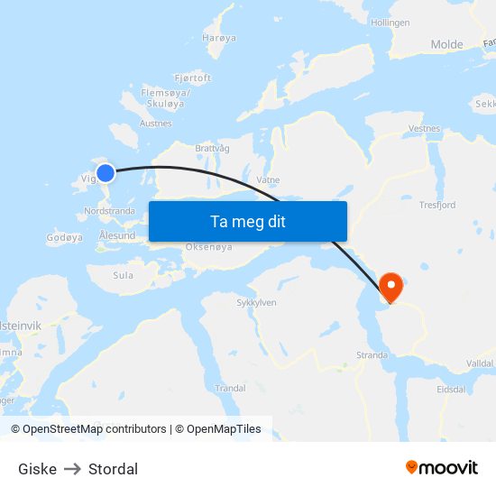 Giske to Stordal map