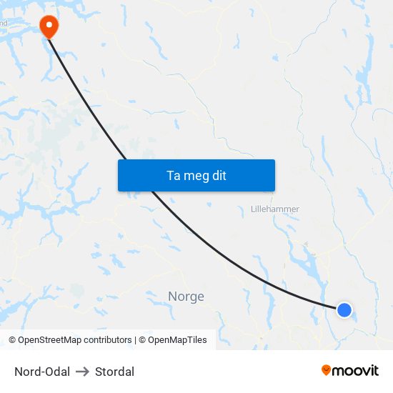 Nord-Odal to Stordal map