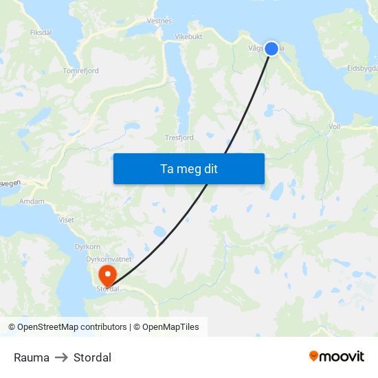 Rauma to Stordal map