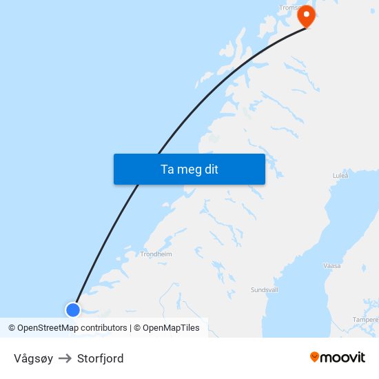 Vågsøy to Storfjord map