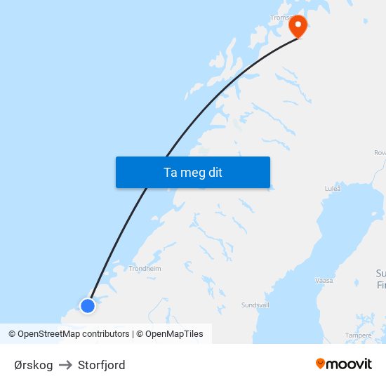 Ørskog to Storfjord map