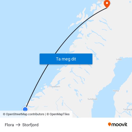 Flora to Storfjord map
