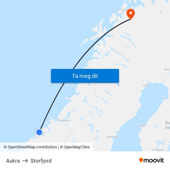 Aukra to Storfjord map