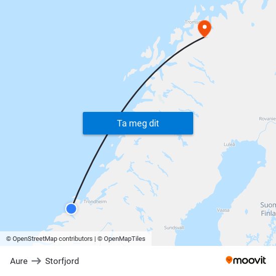 Aure to Storfjord map