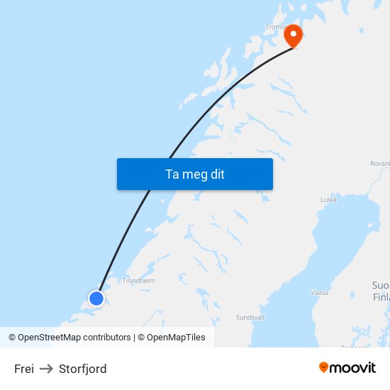 Frei to Storfjord map