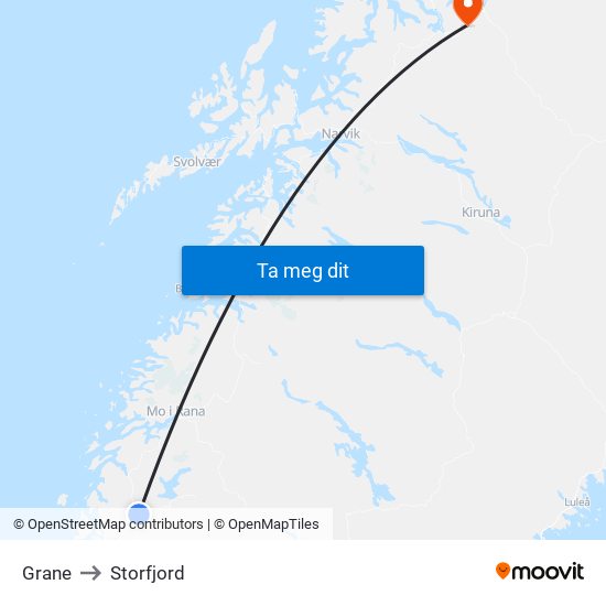 Grane to Storfjord map