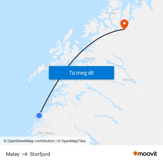 Meløy to Storfjord map