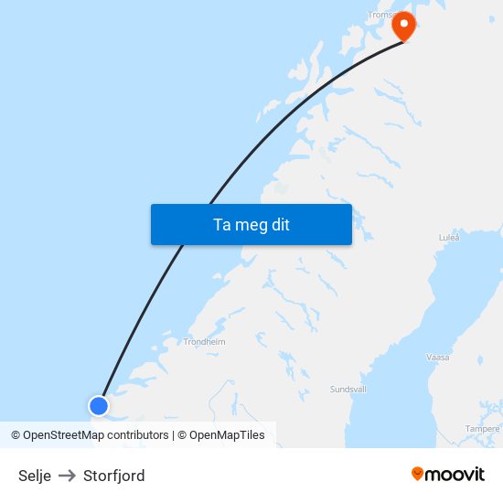 Selje to Storfjord map