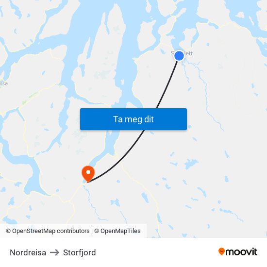 Nordreisa to Storfjord map
