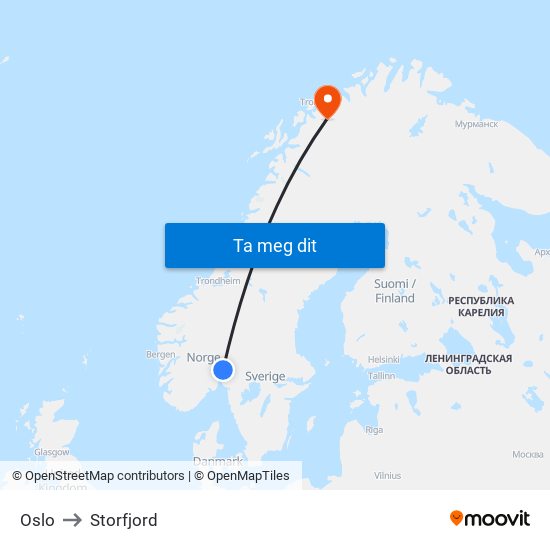 Oslo to Storfjord map