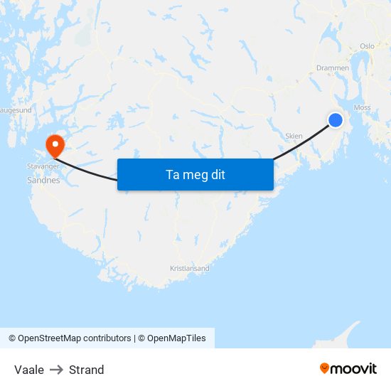 Vaale to Strand map