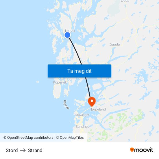 Stord to Strand map