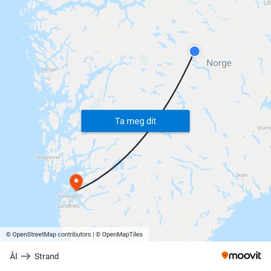 Ål to Strand map