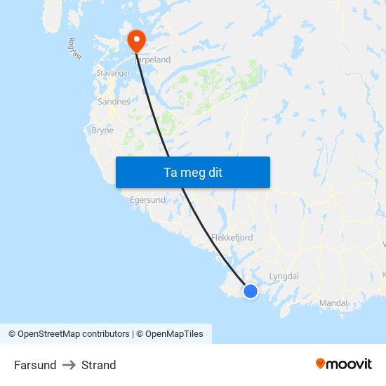 Farsund to Strand map