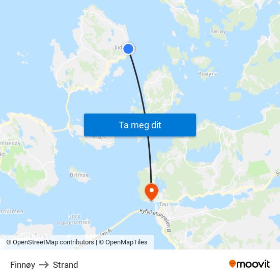 Finnøy to Strand map