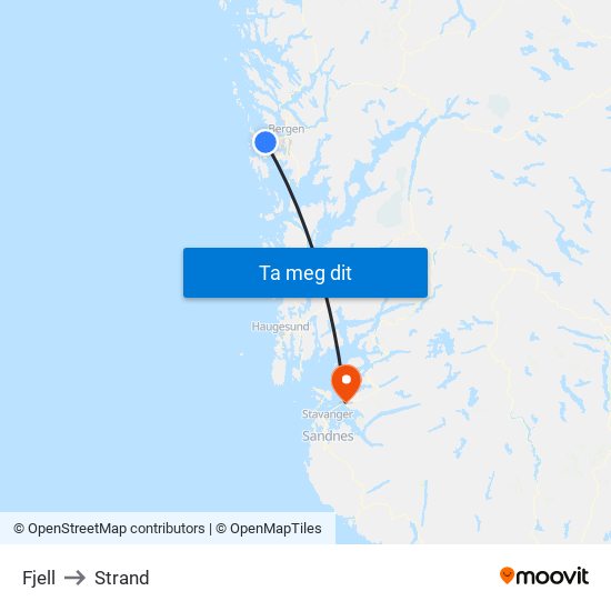 Fjell to Strand map