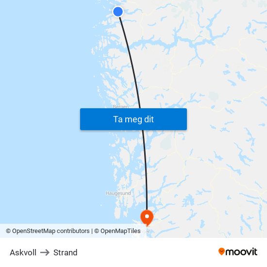 Askvoll to Strand map