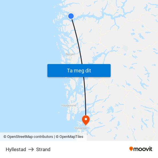Hyllestad to Strand map