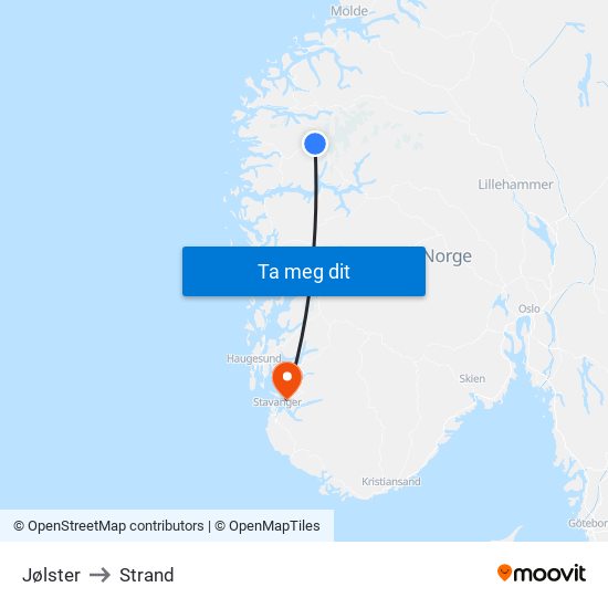 Jølster to Strand map