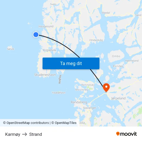 Karmøy to Strand map