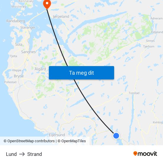 Lund to Strand map