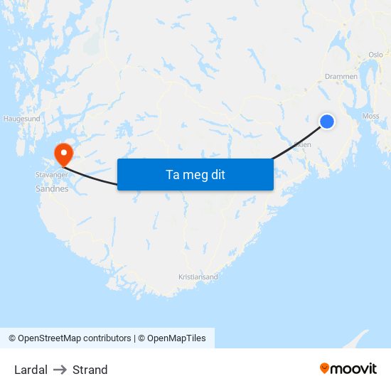 Lardal to Strand map