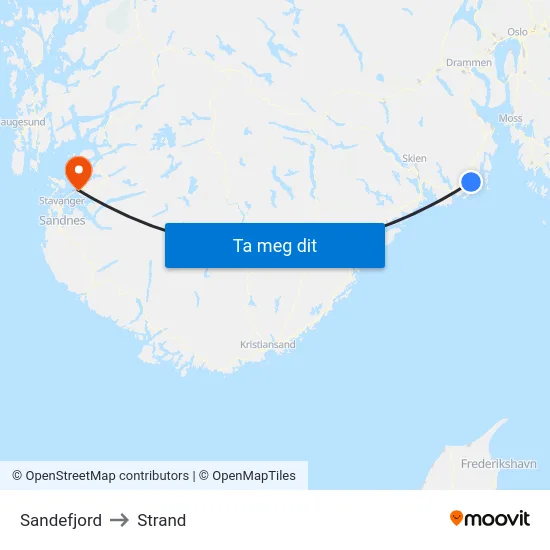 Sandefjord to Strand map