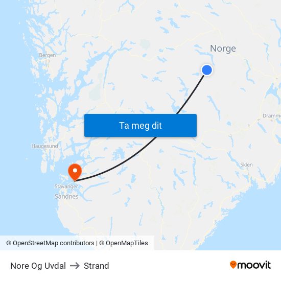 Nore Og Uvdal to Strand map