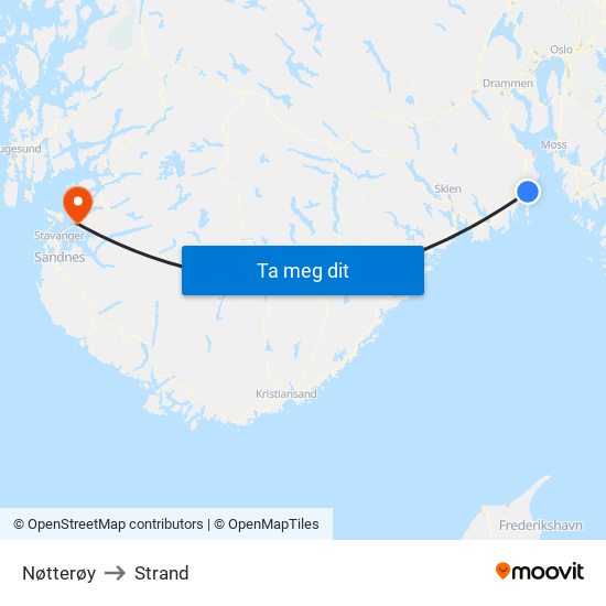 Nøtterøy to Strand map
