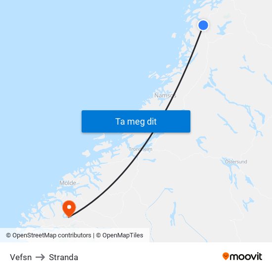 Vefsn to Stranda map