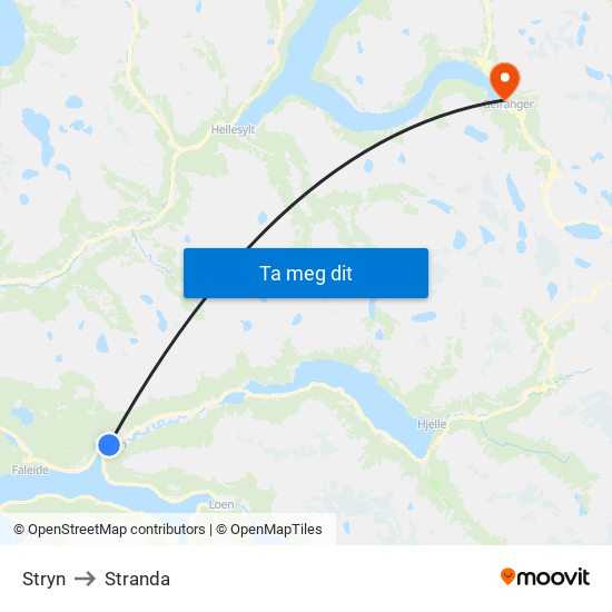 Stryn to Stranda map