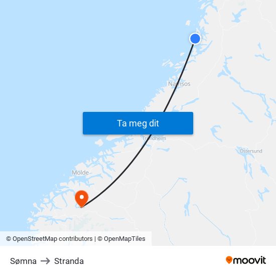 Sømna to Stranda map