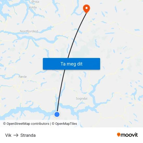 Vik to Stranda map