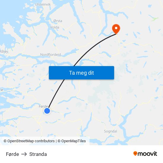 Førde to Stranda map