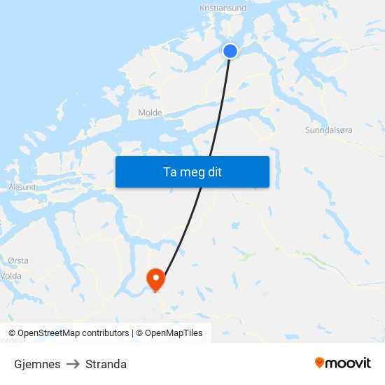 Gjemnes to Stranda map