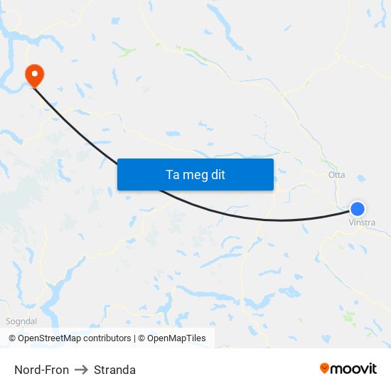 Nord-Fron to Stranda map