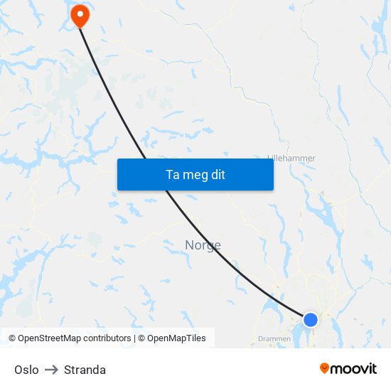 Oslo to Stranda map
