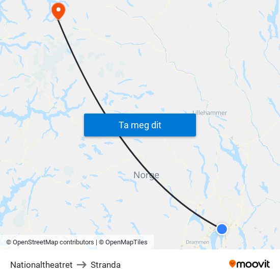 Nationaltheatret to Stranda map