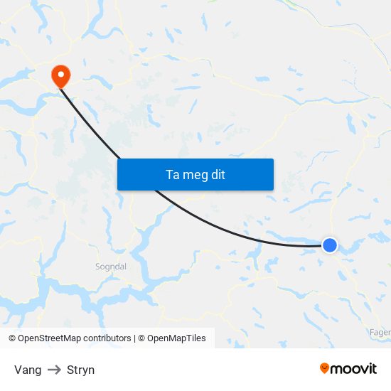 Vang to Stryn map