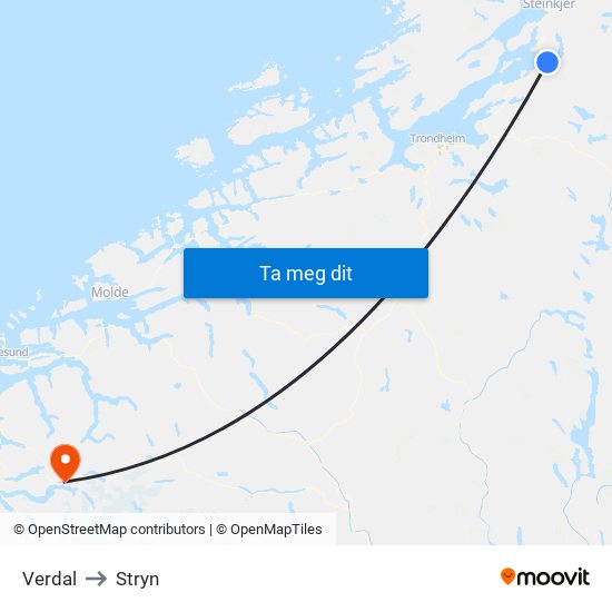 Verdal to Stryn map