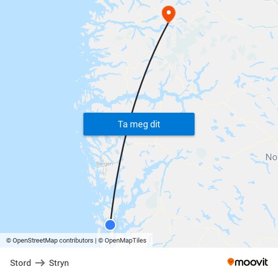 Stord to Stryn map